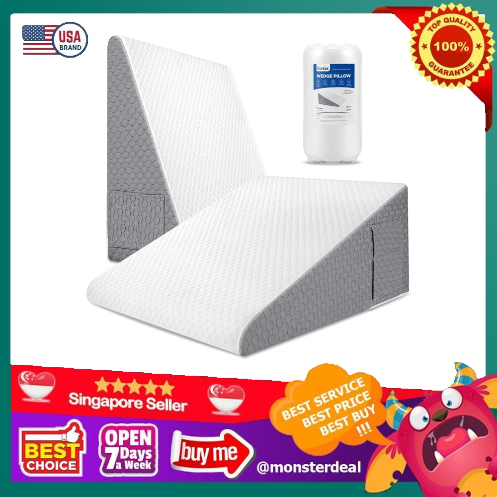 Forias Wedge Pillows 12" Bed Wedge Pillow for Sleeping Acid Reflux