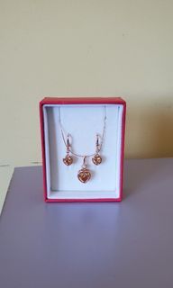 Gold Plated Champagne Heart Necklace Set