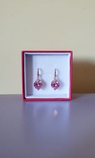 Gold Plated Pink Heart Earrings