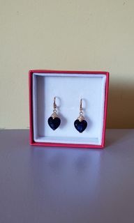 Gold Plated Sapphire Heart Earrings
