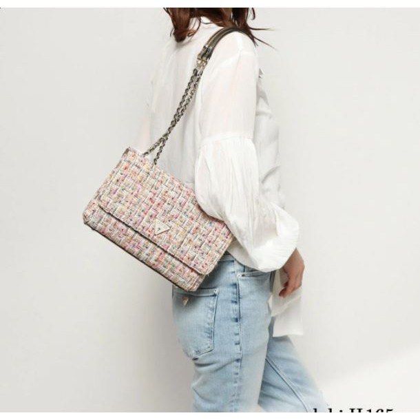 Guess Cessily Tweed Convertible Crossbody Bag, Fesyen Wanita, Tas u0026 Dompet  di Carousell
