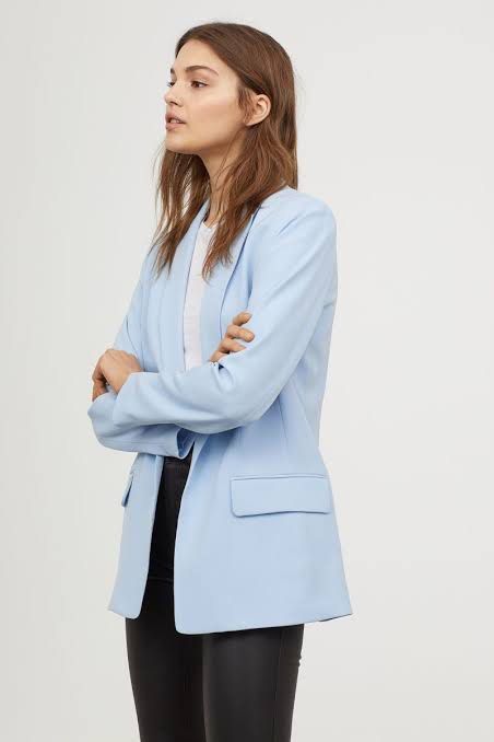 H M Light Blue Blazer Women s Fashion Coats Jackets and