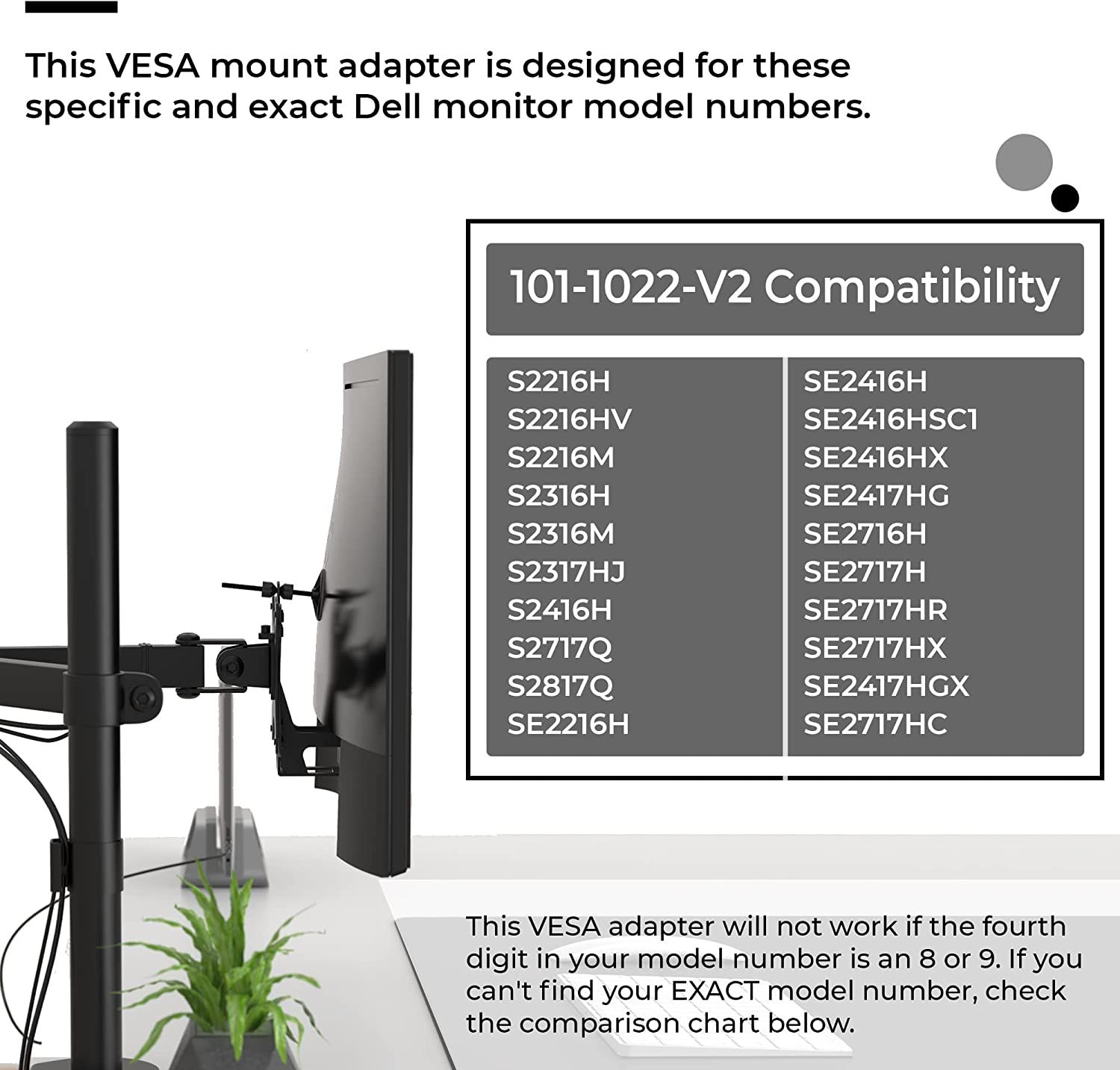 HumanCentric VESA Mount Adapter for Dell SE2416HX, SE2717HX