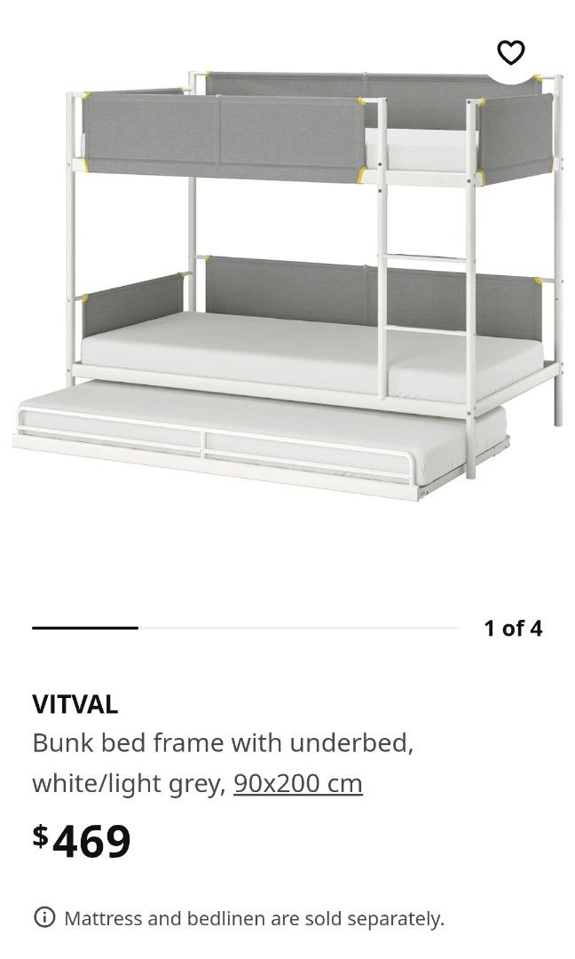 Ikea Bunk Bed with pull out. Sleeps 3!, Furniture & Home Living