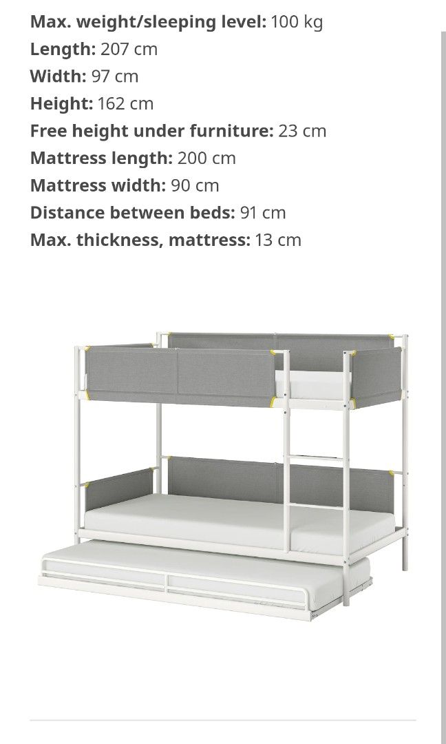 Ikea Bunk Bed with pull out. Sleeps 3!, Furniture & Home Living