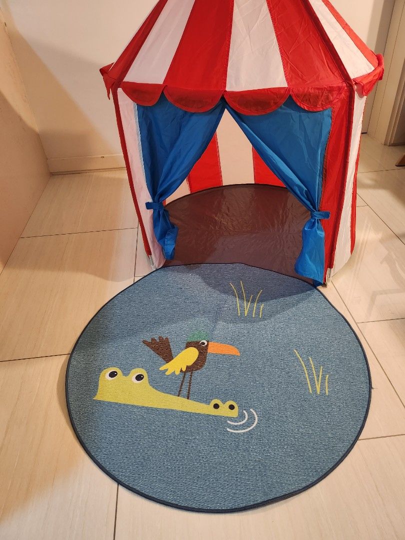 Ikea kid's tent with round rug, Babies & Kids, Infant Playtime on Carousell