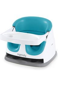 Ingenuity Baby Base 2-in-1 Booster Feeding and Floor Seat with Self-Storing Tray - Peacock Blue