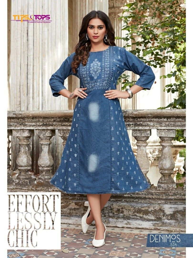 Denim frock kurti outlet