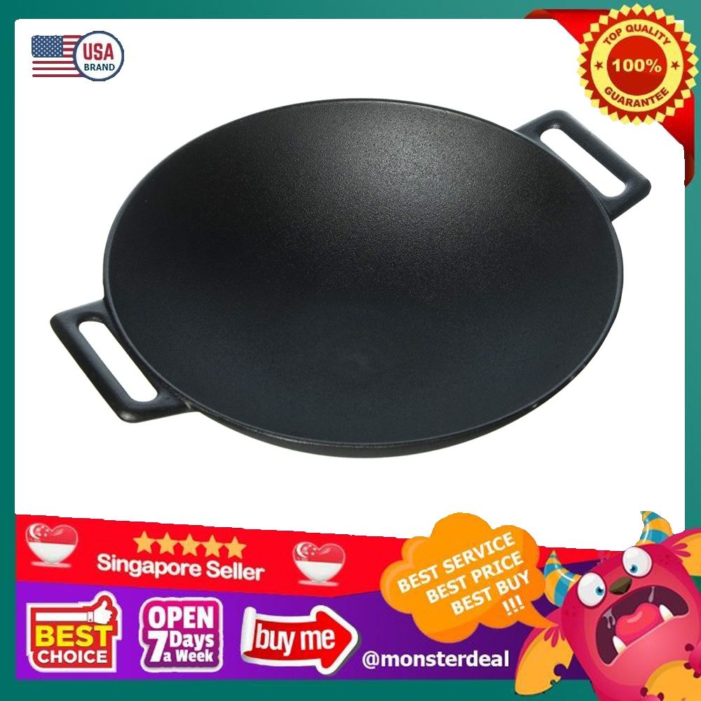 Jim Beam 12 Pre Seasoned Heavy Duty Construction Cast Iron Grilling Wok Griddle And Stir Fry 