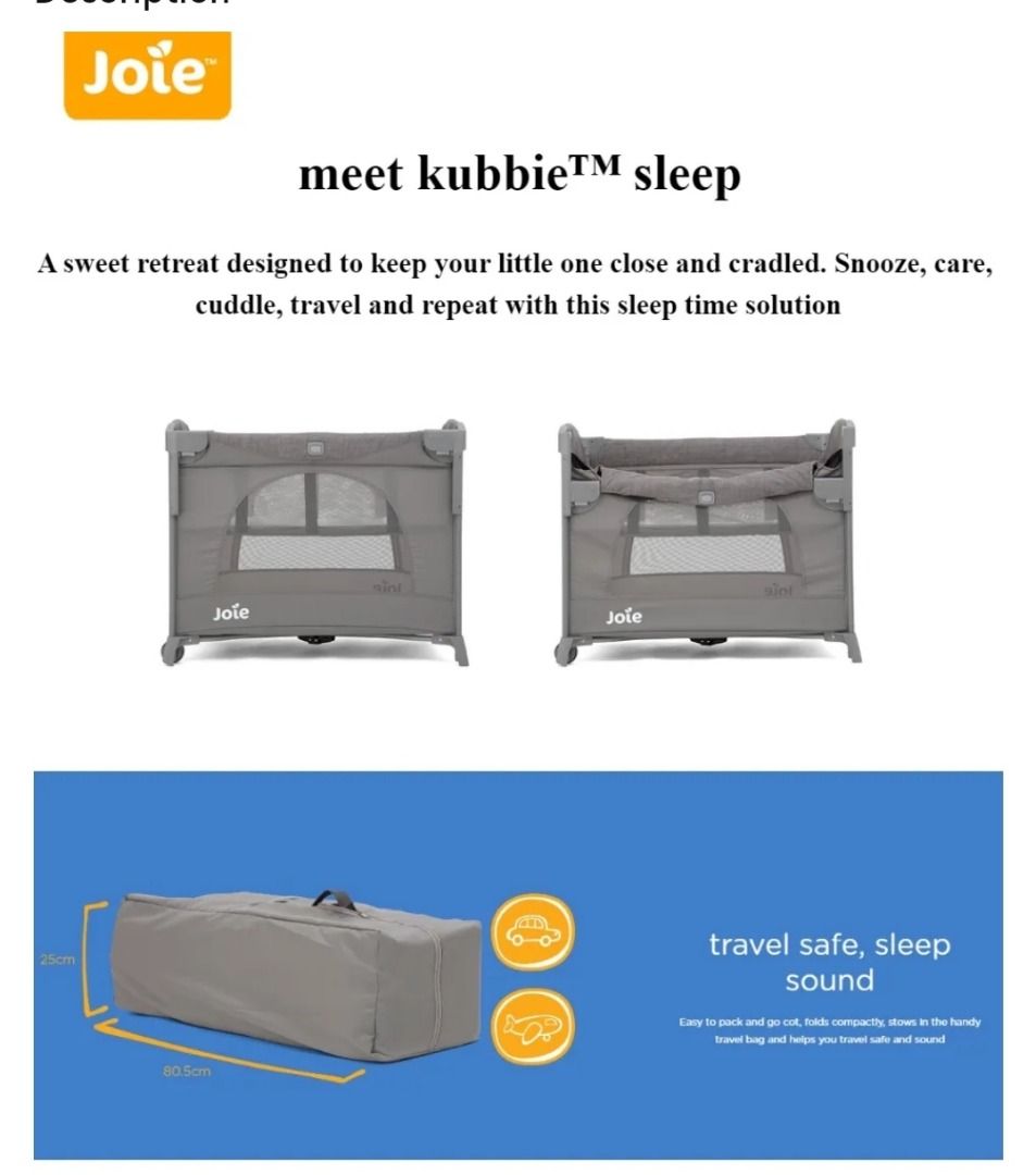 Joie Kubbie Sleep Bedside Sleeper Crib - Satellite on Carousell
