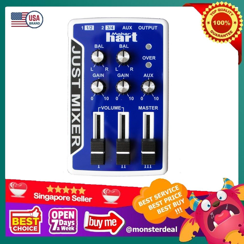  JUST MIXER Audio Mixer - Battery/USB Powered Portable Pocket Audio  Mixer w/ 3 Stereo Channels (3.5mm) Plus On/Off Switch/Blue : Musical  Instruments