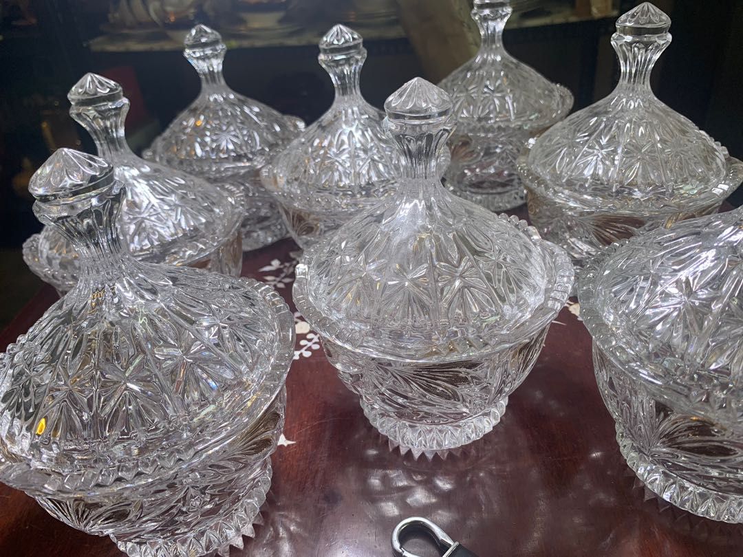 Lead Crystal gold candy dish, Furniture & Home Living, Kitchenware