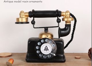 [Local Stock] Retro Vintage Display Antique Old Black Table Telephone Home Decor Figurine Decoration Ornament