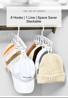 [Local Stock] White Stackable Rotating 8 Cap Hat Hoodie Home Holder Wardrobe organiser space saver storage hanger clip