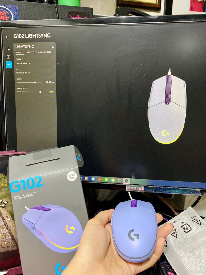 Logitech Lightsync G102 Wired gaming mouse (Lilac) (Category: Mouse & Mousepads) located in Paranaque City. Submitted by kamiruizu.clutter (Listing ID 1222427099, Image 3). Description: For sale: Logitech G102 Lightsync Lilac (Wired) RFS: Preferred my wireless G304 (mint) Not gonna use at all. To recoup expense. Bought from Laz Brand new but opened to test and appreciate. Honest issue: Mouse works perfectly and recognized by GHub software. Can ed