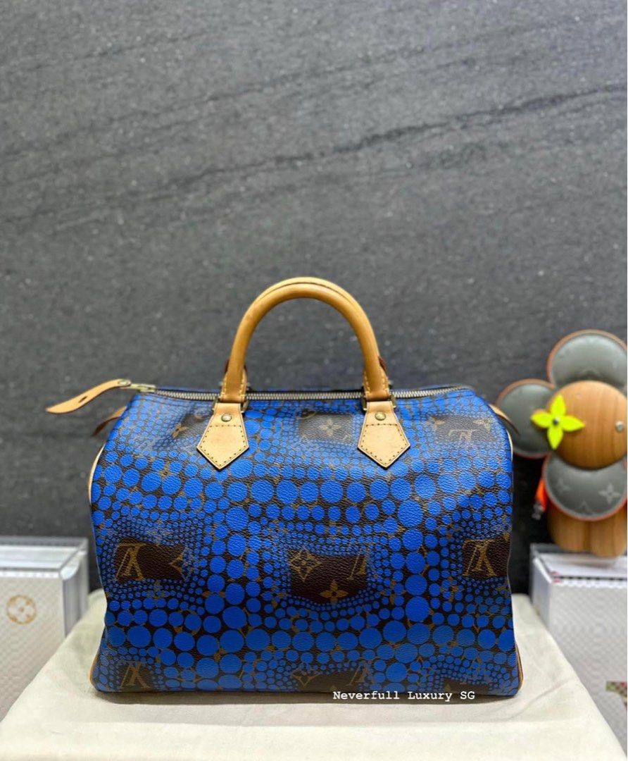 Louis Vuitton  Speedy PM Black/Blue Monogram LV bag rare  canvas/leather