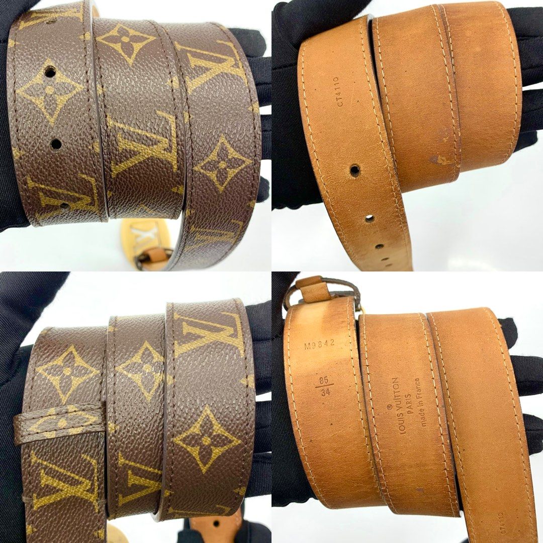 [DISCOUNTED] LOUIS VUITTON MONOGRAM M9842 METAL LOGO MENS BELT 237009231 ;