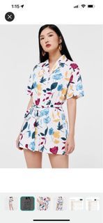 Love Bonito Earleen Tie Front Romper in Jewel Forest