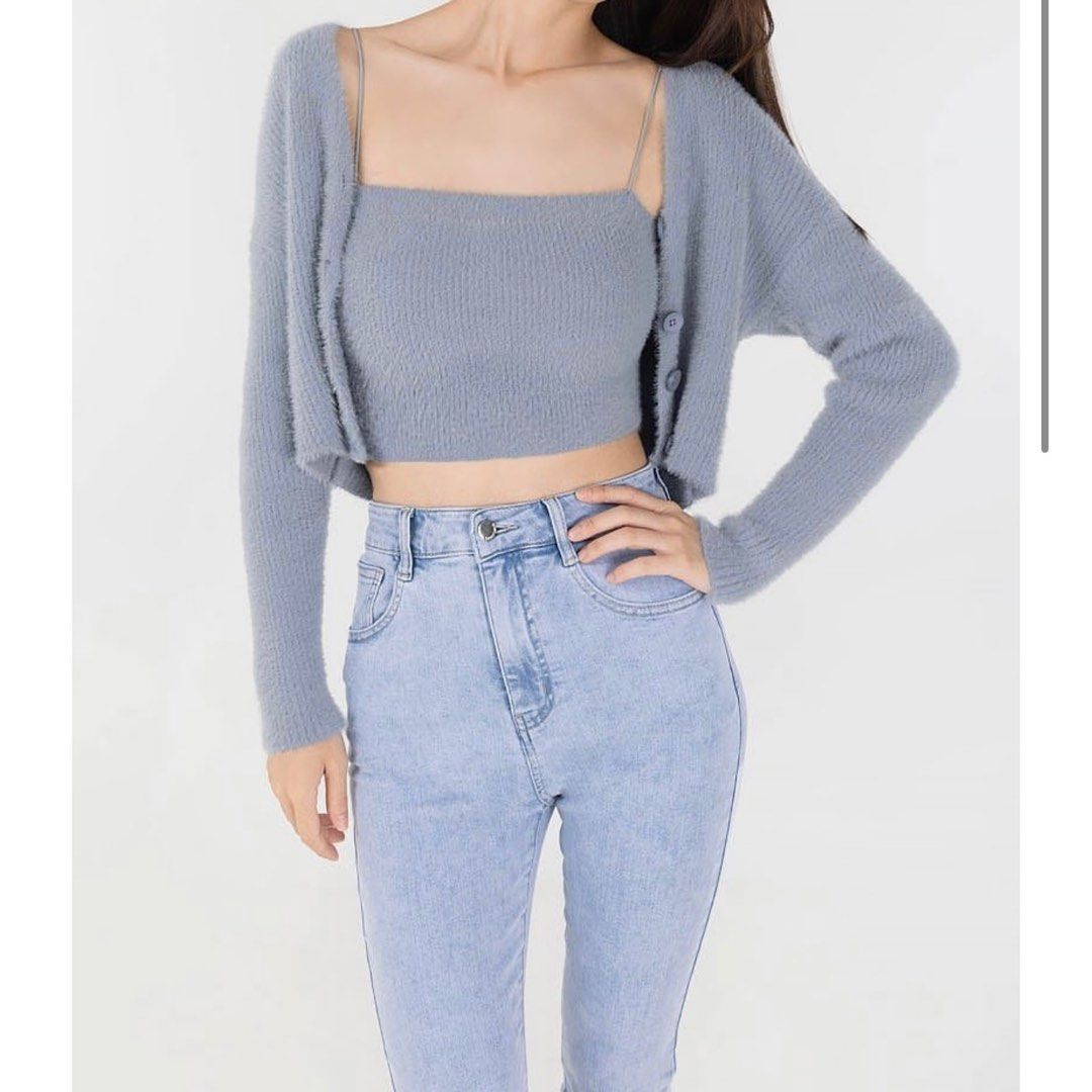 LOVET Oasis Button Soft Fuzzy Knit Cardigan Women s Fashion