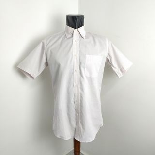 [M] UNIQLO SHIRT DRESS BUSINESS OFFICE SHORT SLEEVE PURPLE WHITE COLOR MEN SIZE WIDE COLLAR BAJU RAYA KEMEJA