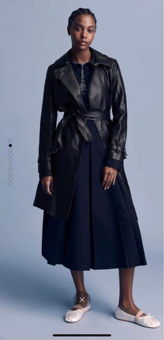 MANGO LEATHER TRENCH COAT SIZE M Fesyen Wanita Pakaian Wanita