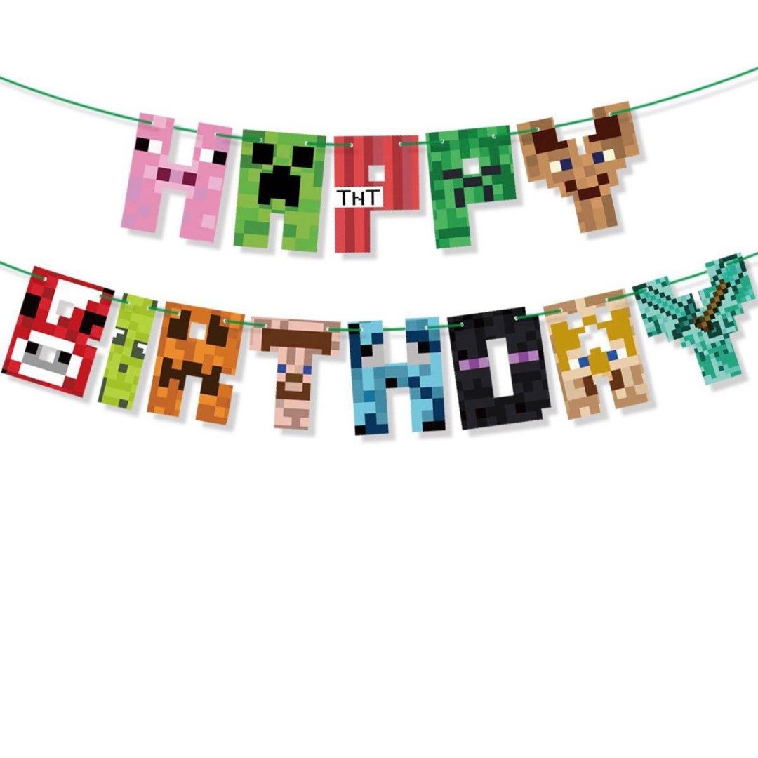Minecraft party supplies birthday banner / party deco, Hobbies & Toys