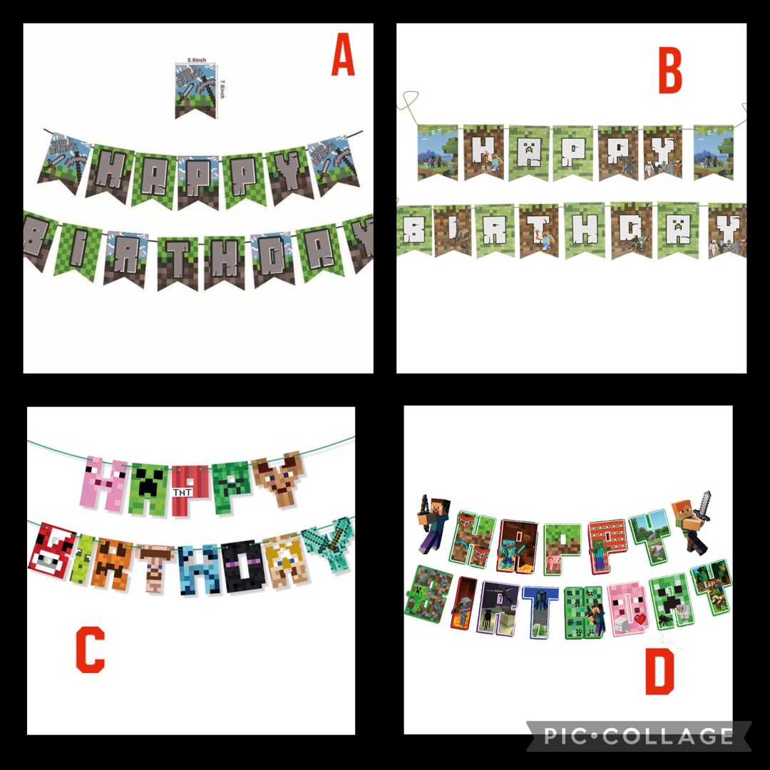 Minecraft party supplies birthday banner / party deco, Hobbies & Toys