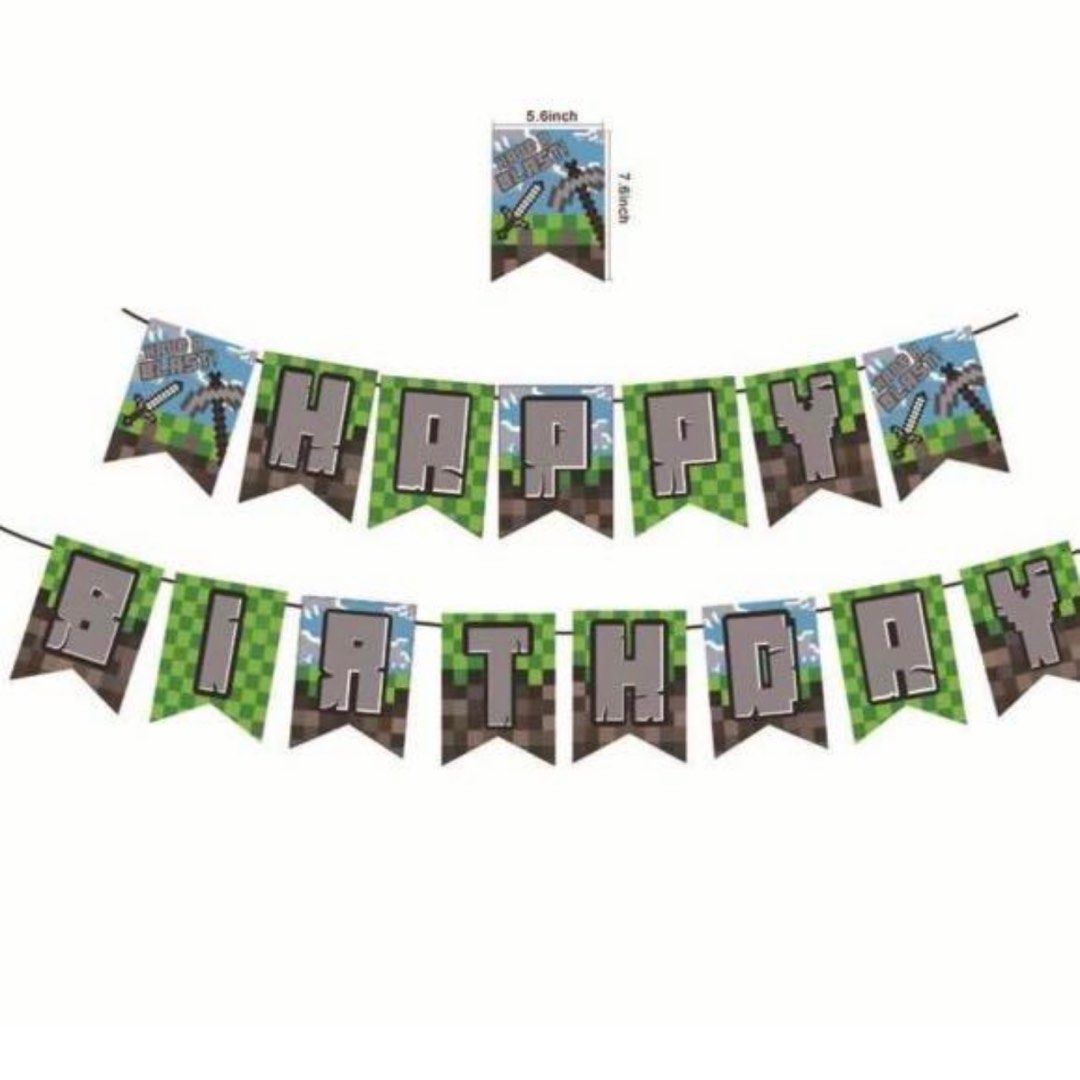 Minecraft party supplies birthday banner / party deco, Hobbies & Toys
