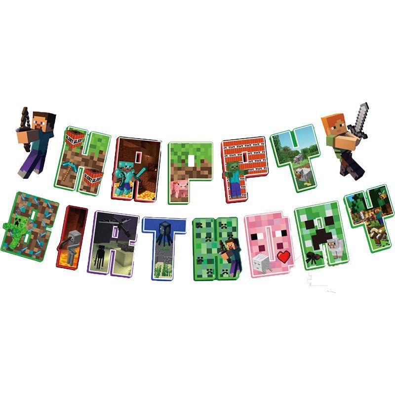 Minecraft party supplies birthday banner / party deco, Hobbies & Toys