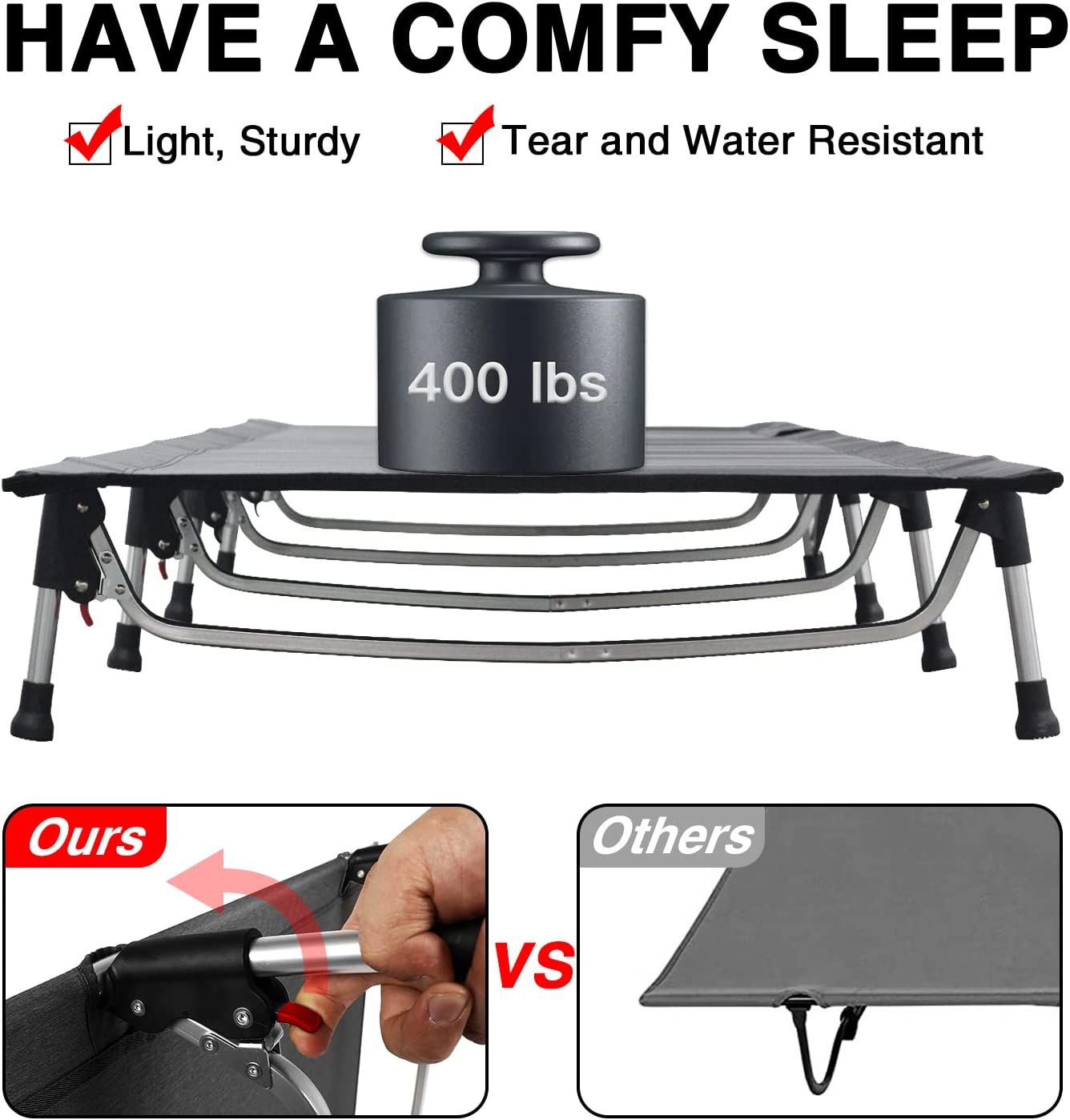 Moon Lence Folding Camping Cot Outdoor Camping Bed Portable with Carry Bag Camp Cots for Adults for Hiking Backpacking Car Camping