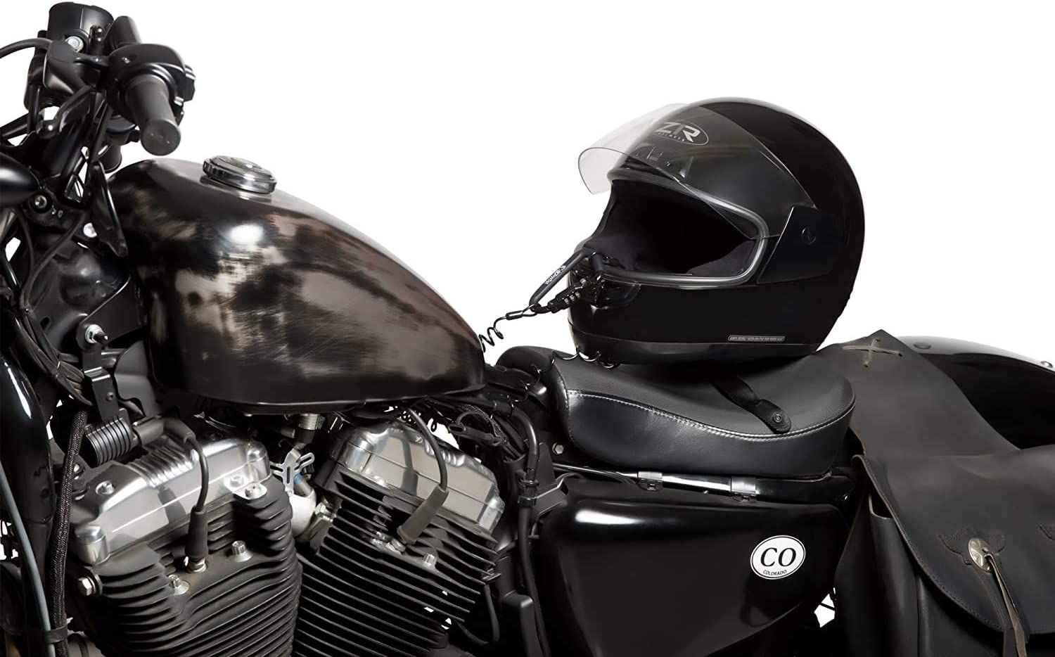 Motorcycle Helmet Lock Cable. Sleek Black Tough Combination PIN Locking Carabiner Device Secures Your Motorbike Bicycle or Scooter Crash Hat and Jacket to Your Bike. Everything Else on Carousell