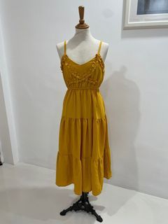 Mustard tie back maxi dress
