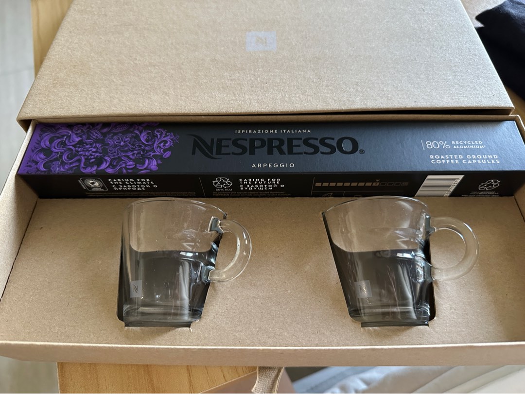 Nespresso Expresso cups x2 + apreggio, Furniture & Home Living