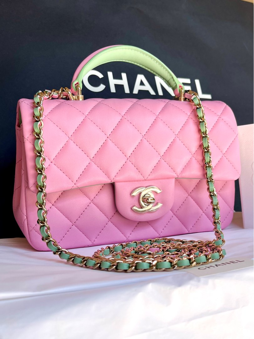 CHANEL, Bags, 23p Brand New Chanel Mini Rectangle Sea Green Caviar Wghw  Flap Bag Wadj Strap