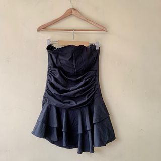 [no nego pls] Black Strapless Pleated Tube Dress