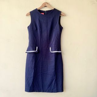 [no nego pls] Dark Blue Office Style Sleeveless Dress
