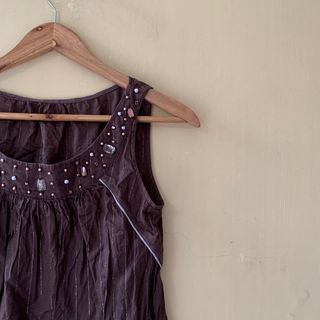 [no nego pls] Roem Silvery Brown Tank Top with Beaded