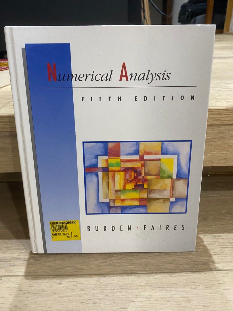 Numerical Analysis (Category: Textbooks) located in Singapore. Submitted by wilt8 (Listing ID 1222535894, Image 1). Description: Well-kept, no scribbles or folds..