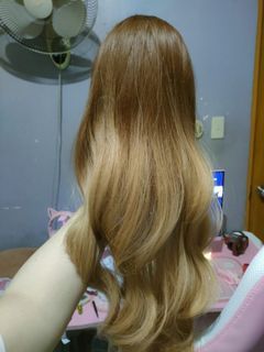 Ombre blonde  Curly with Bangs Wig