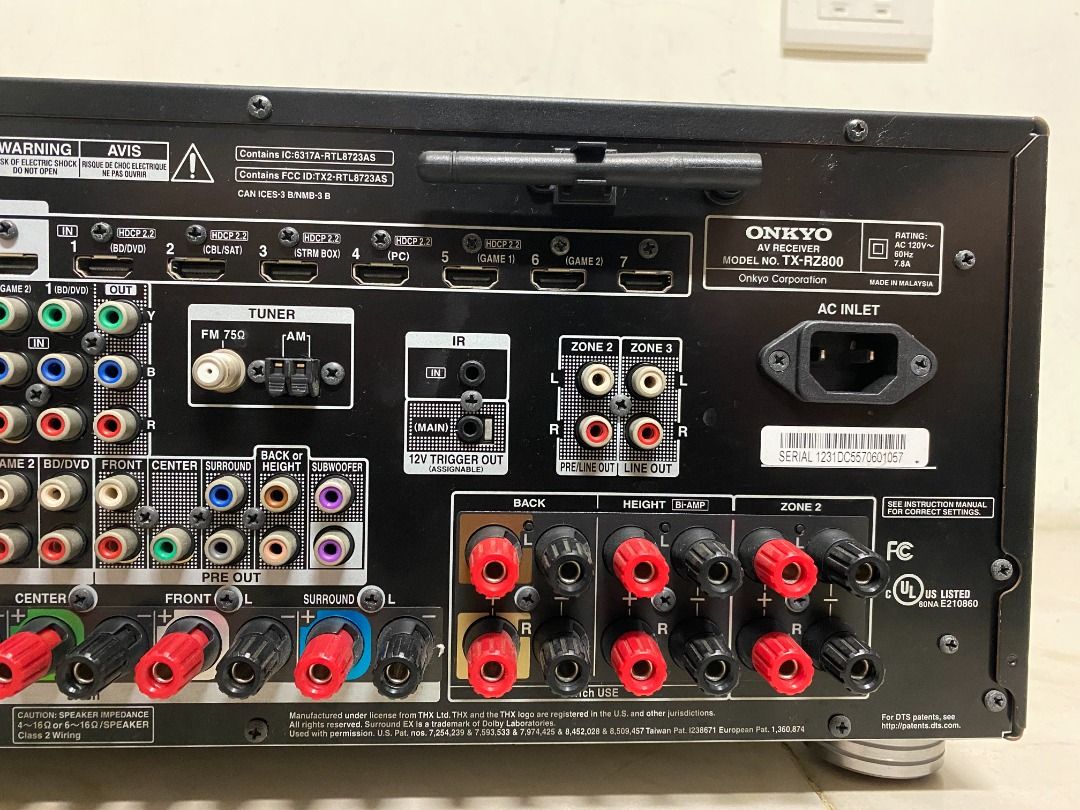 ONKYO TX RZ800 收音/環繞擴大機7.2 藍芽4K USB 藍光擴大機 有全新副廠遙控器, 耳機及錄音音訊設備, 音樂播放裝置