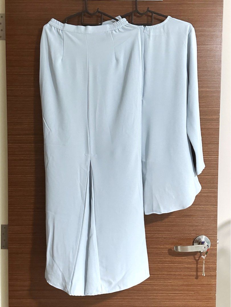 pastel light blue baju kurung modern petite xs baju raya 2023 ethnic