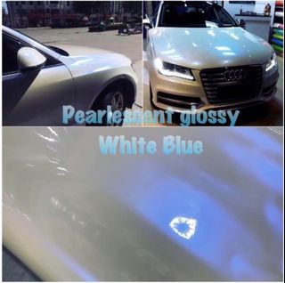 Pearlescent bluish white vinyl sticker wrap, adhesive, washable, waterproof, stretchable