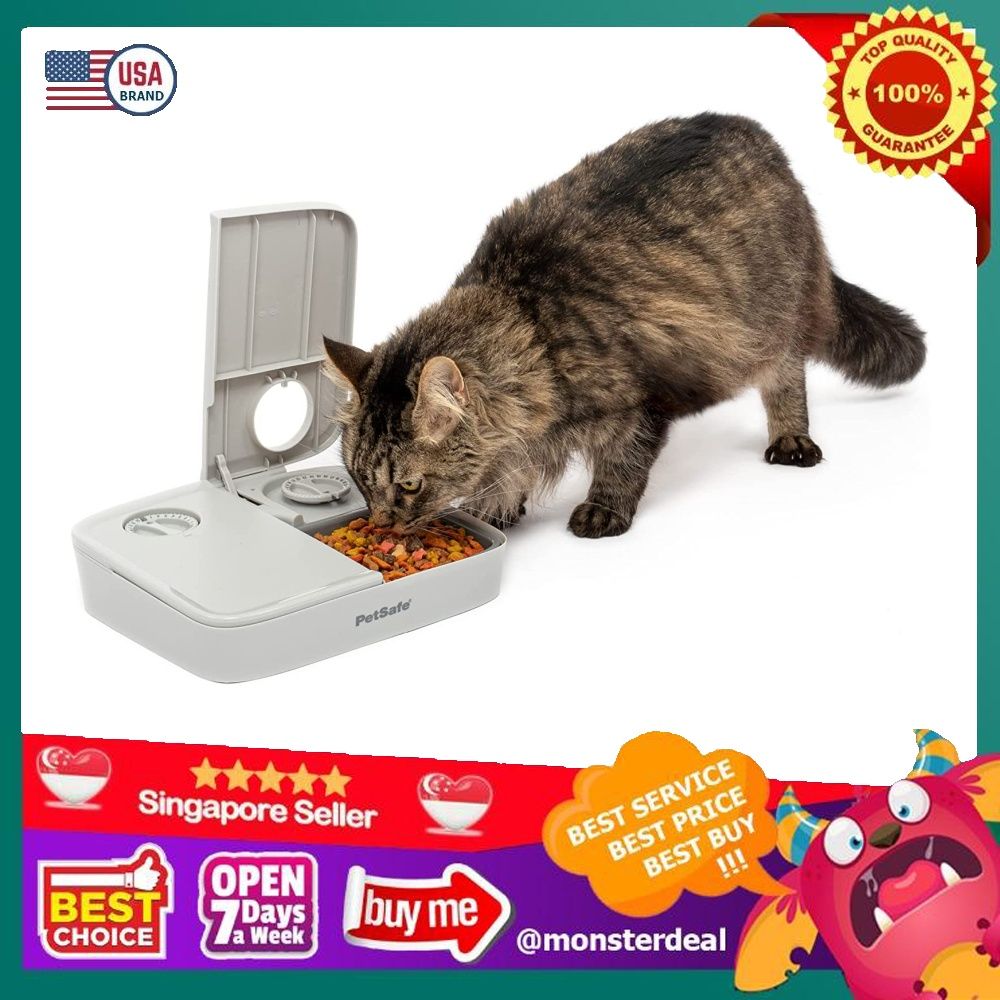 PetSafe Analog 2 Meal Programmable Pet Feeder Automatic Dog and Cat Feeder Dry or Semi Moist Pet Food Dispenser Slow Feed Portion Control 3
