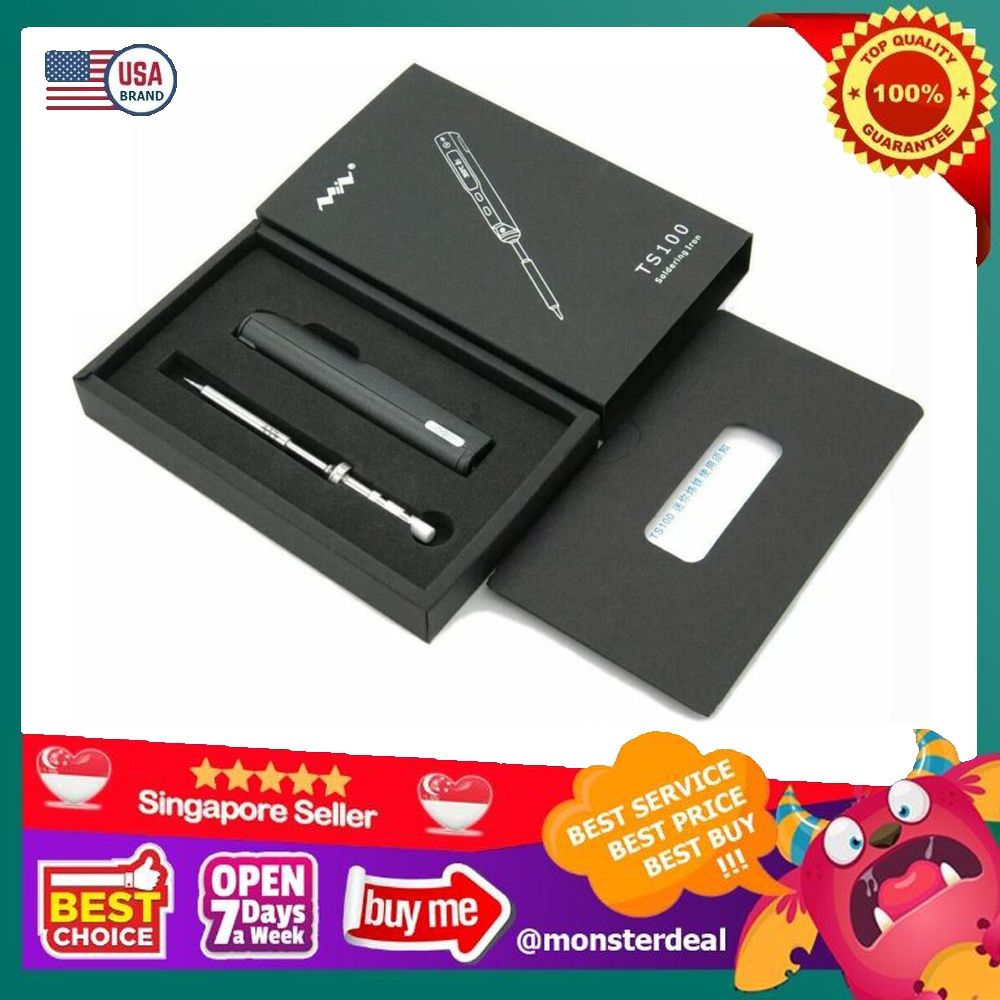 Portable TS100 Digital OLED Programmable Soldering Iron Station with B2 Tip DC5525 Embedded Interface STM32 Sensor Chip