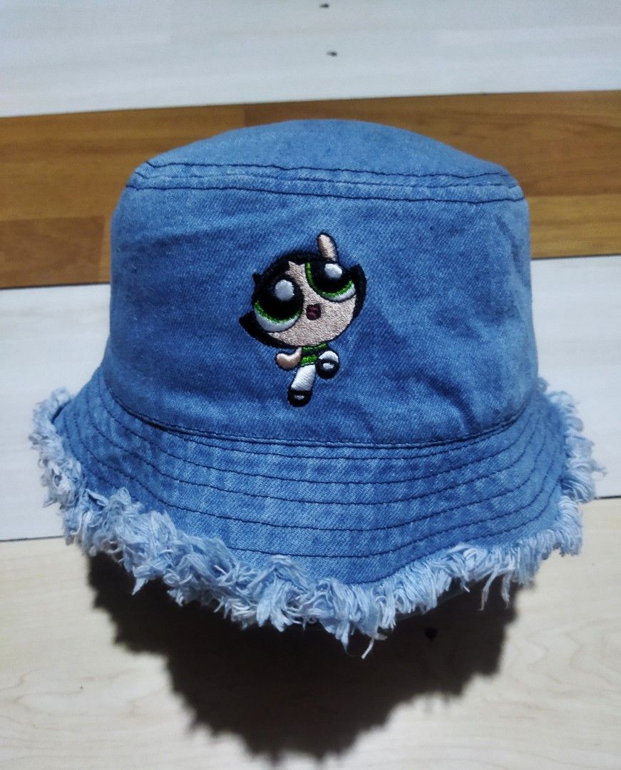 Powerpuff girls buttercup denim bucket hat on Carousell