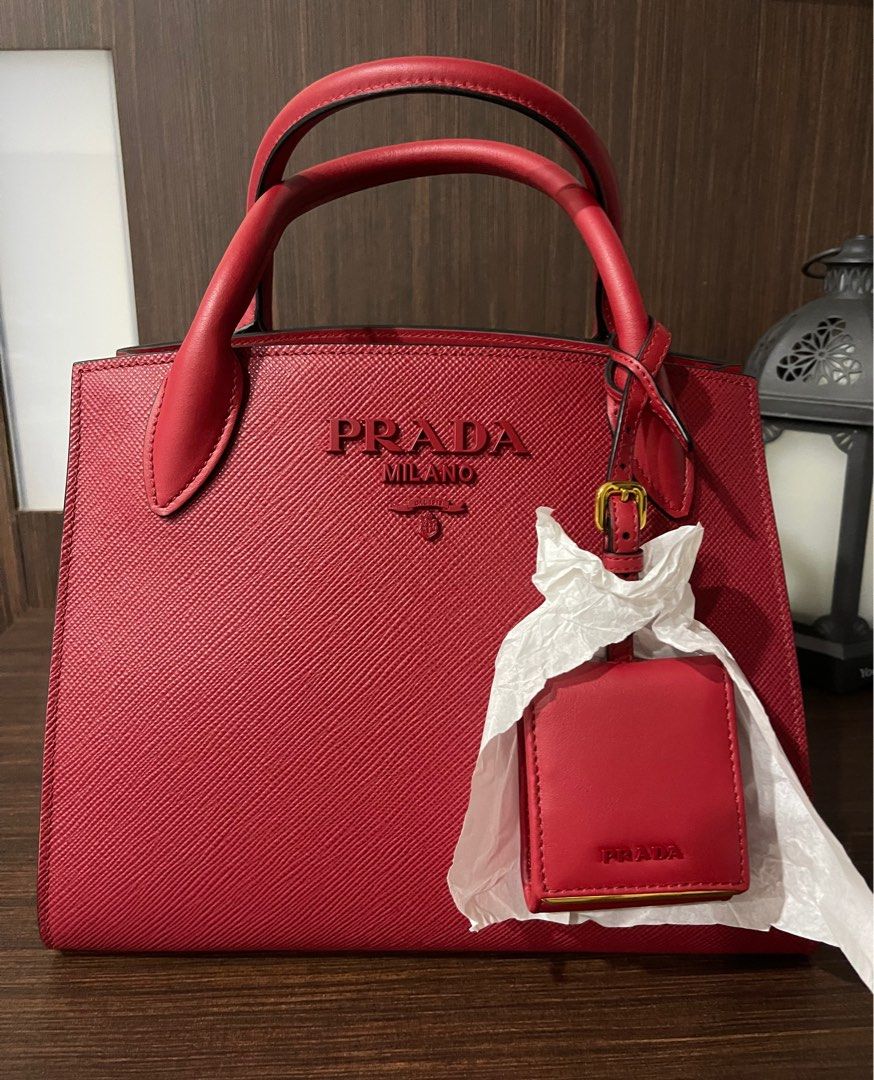 Prada Monochrome Flap Bag In Red Saffiano Leather in 2023