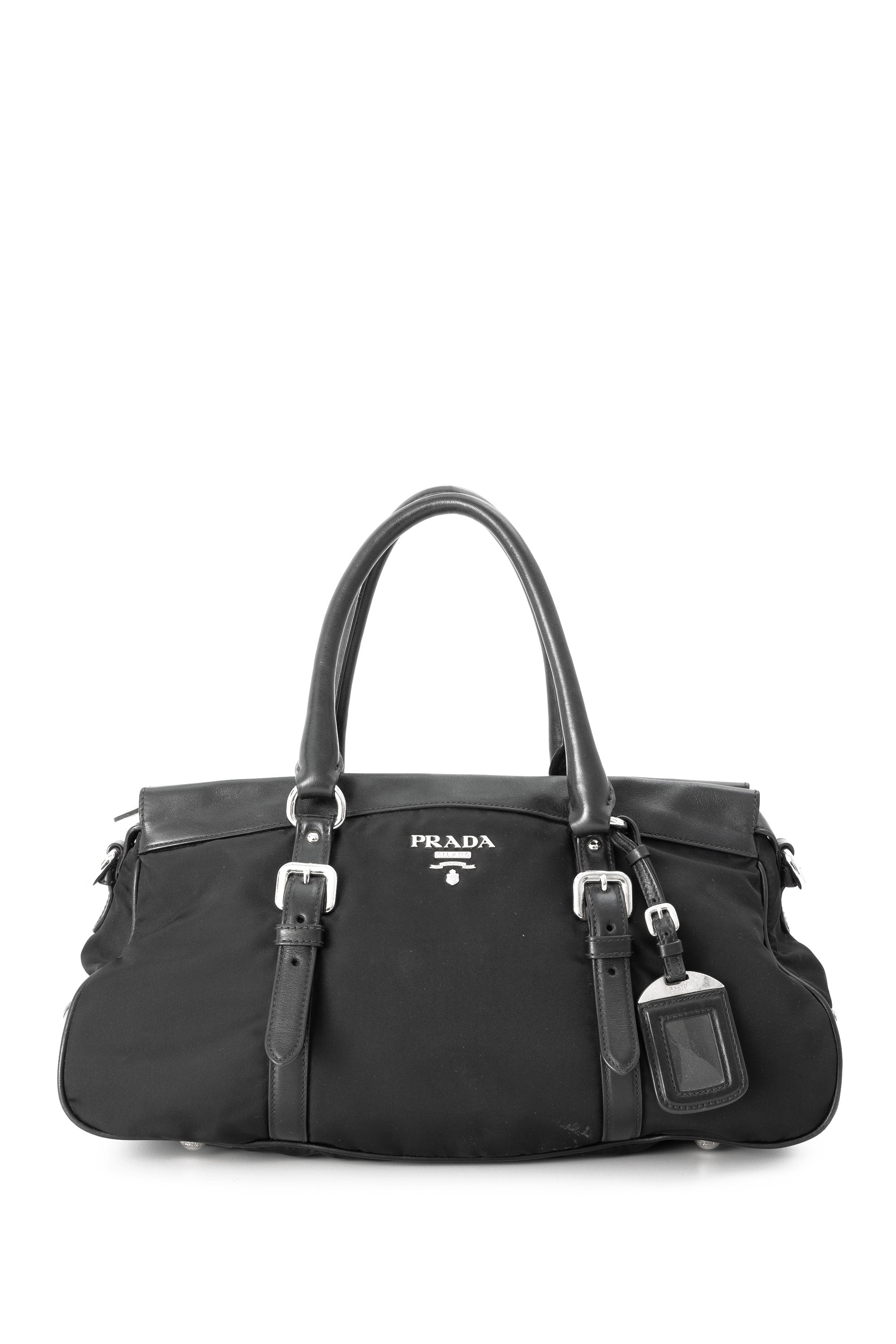 Prada Top Handle Black Nylon silver oxluxe, Luxury, Bags & Wallets on Carousell