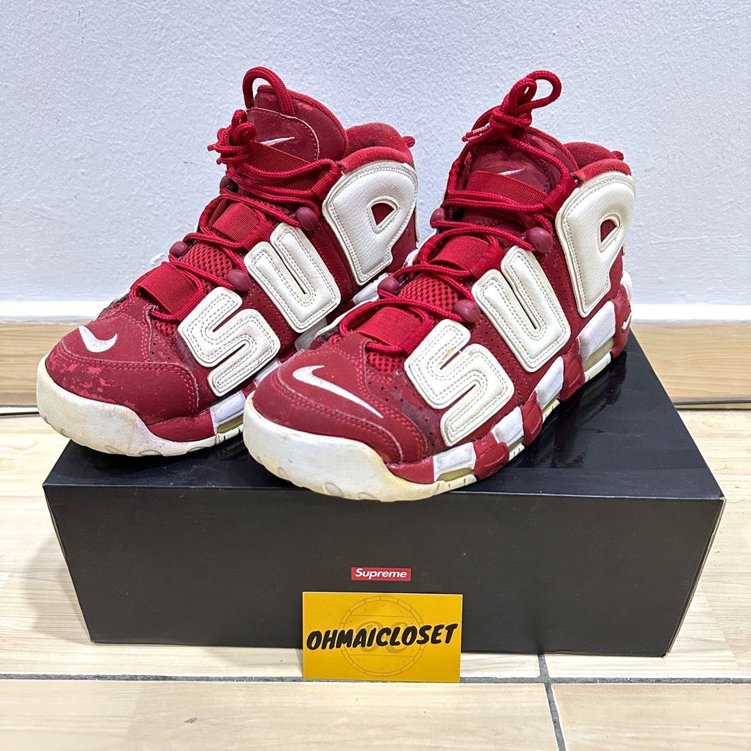 Nike air more uptempo x supreme red sale basketball shoes