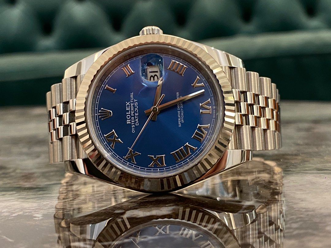 Rolex datejust 41 blue sales dial jubilee roman numerals