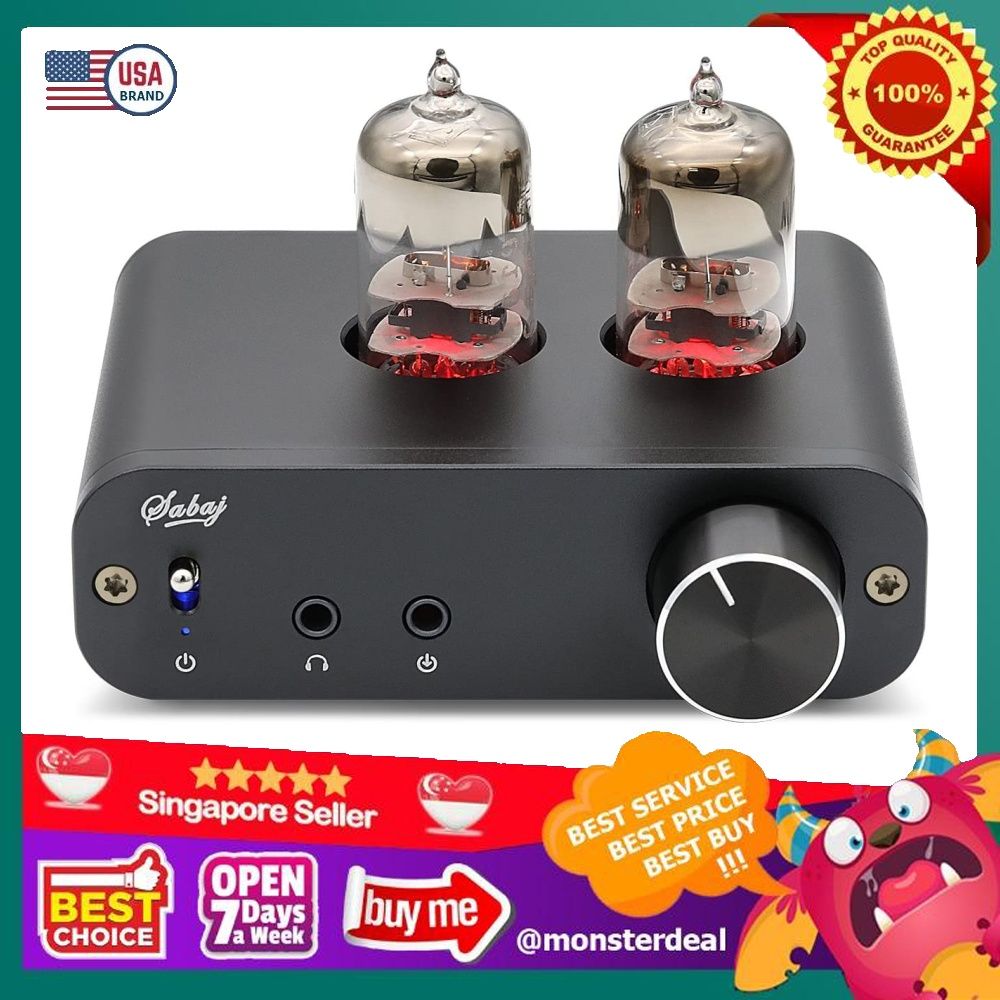 Sabaj PHA3 Vacuum Tube Headphone Amplifier 2X6J9 Low Ground Noise Integrated Stereo Amp Audio HiFi Output Protection for Headphone